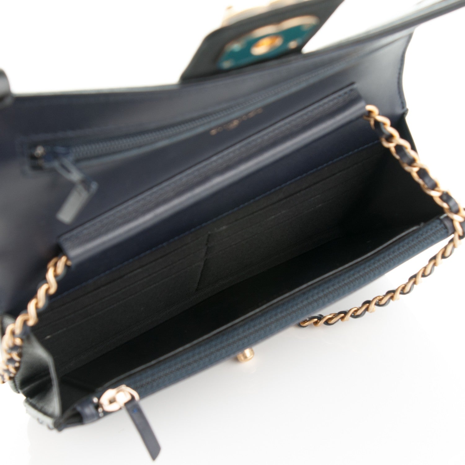 Chanel Lambskin Quilted Elegant CC Wallet On Chain WOC Navy Black 5 of 8