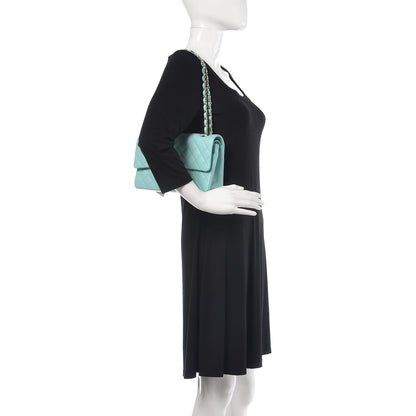 Chanel Caviar Quilted Medium Double Flap Light Blue 2 of 10