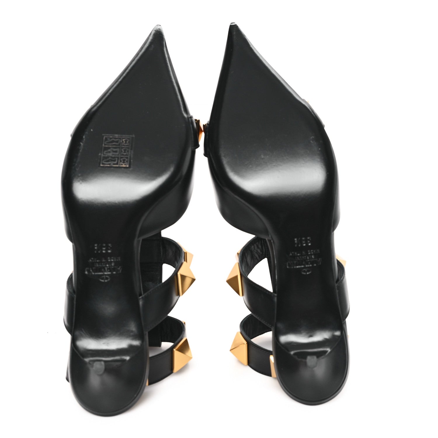 Valentino Garavani Calfskin Roman Stud Ankle Strap 40mm Pumps 36.5 Black 6 of 11
