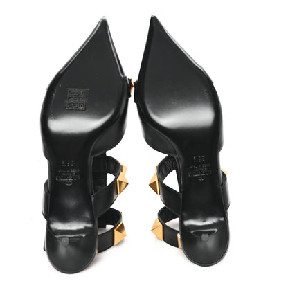 Valentino Garavani Calfskin Roman Stud Ankle Strap 40mm Pumps 36.5 Black 6 of 11