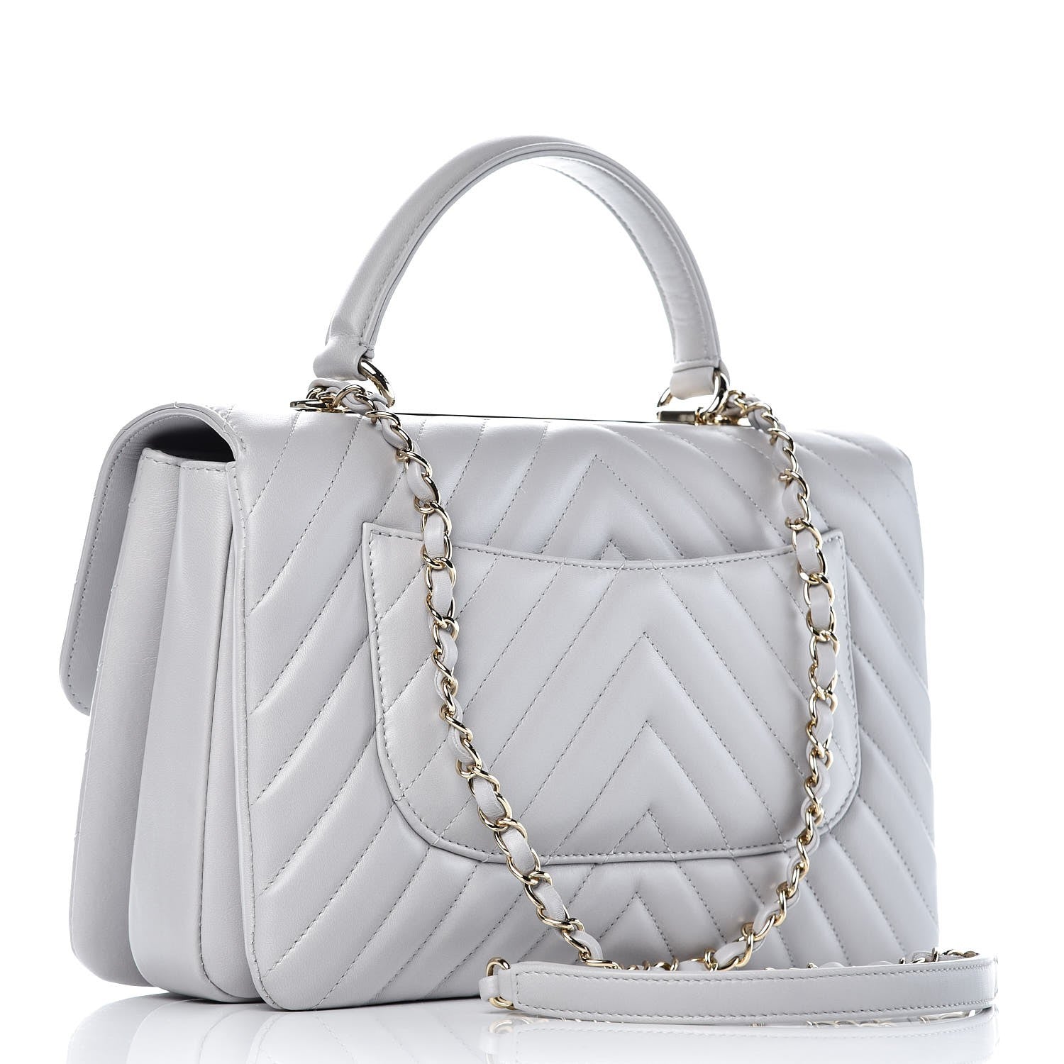Chanel Lambskin Chevron Quilted Medium Trendy CC Dual Handle Flap Bag Grey 2 of 12