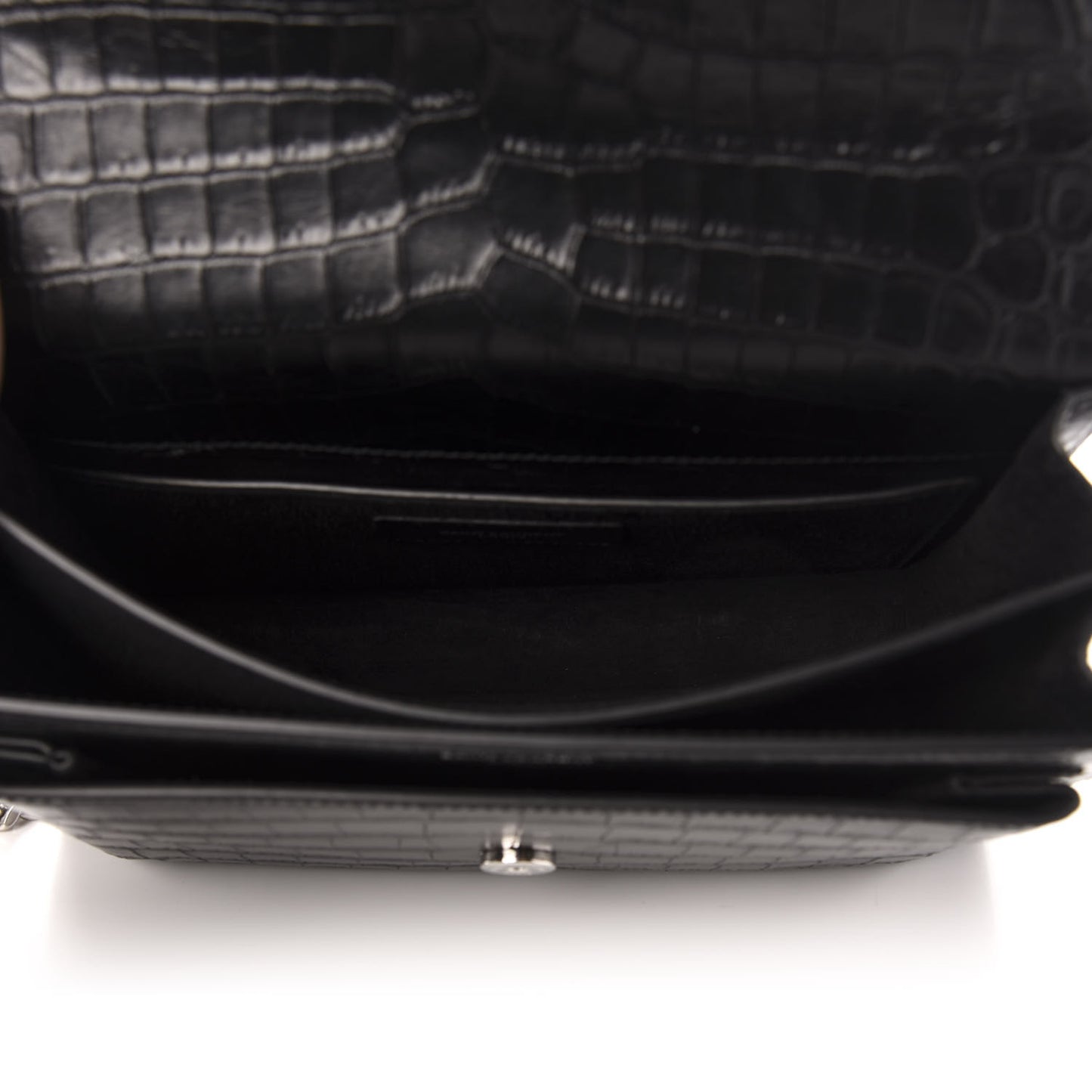 Calfskin Crocodile Embossed Medium Monogram Sunset Black