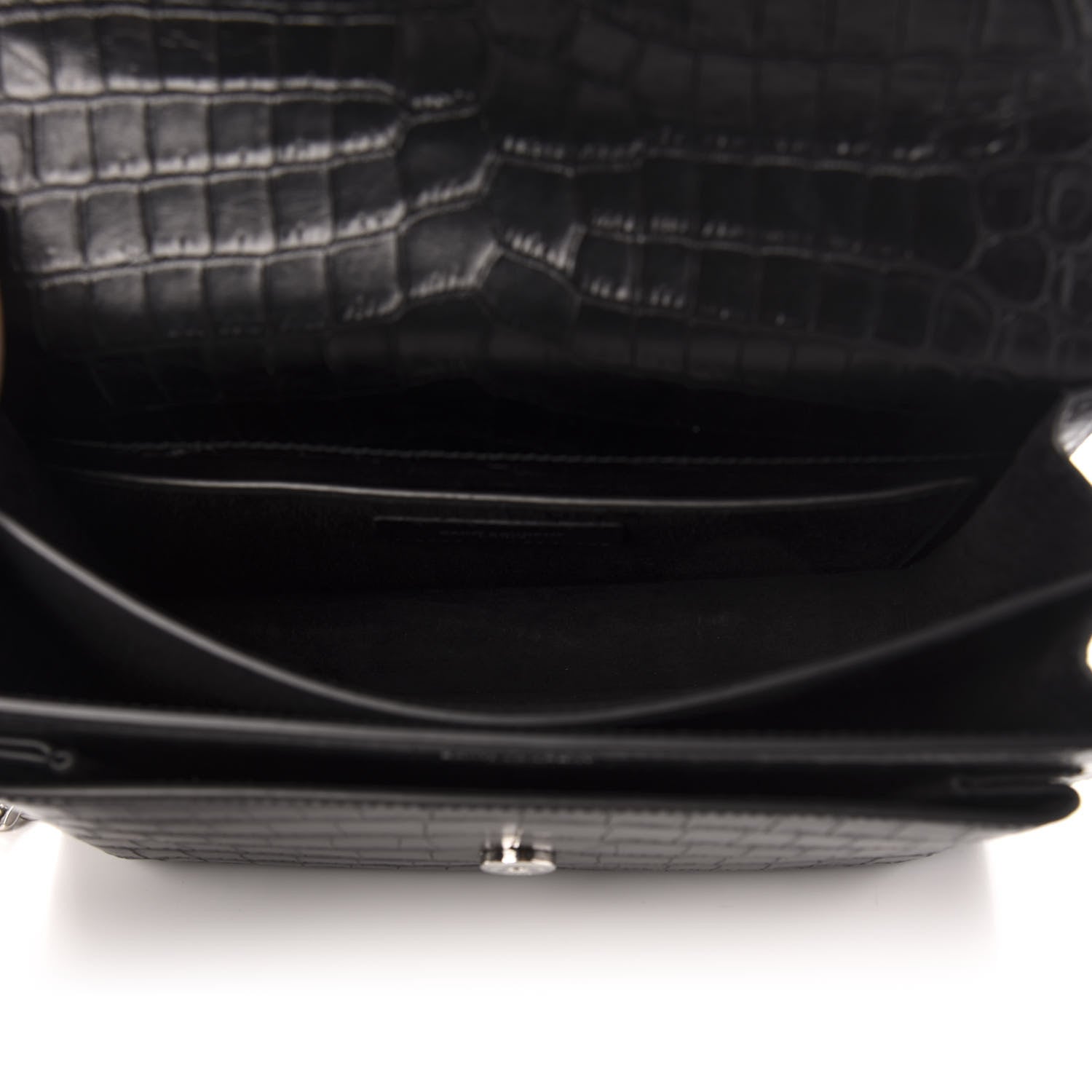 Saint Laurent Calfskin Crocodile Embossed Medium Monogram Sunset Black 5 of 10