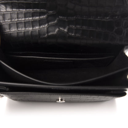 Saint Laurent Calfskin Crocodile Embossed Medium Monogram Sunset Black 5 of 10