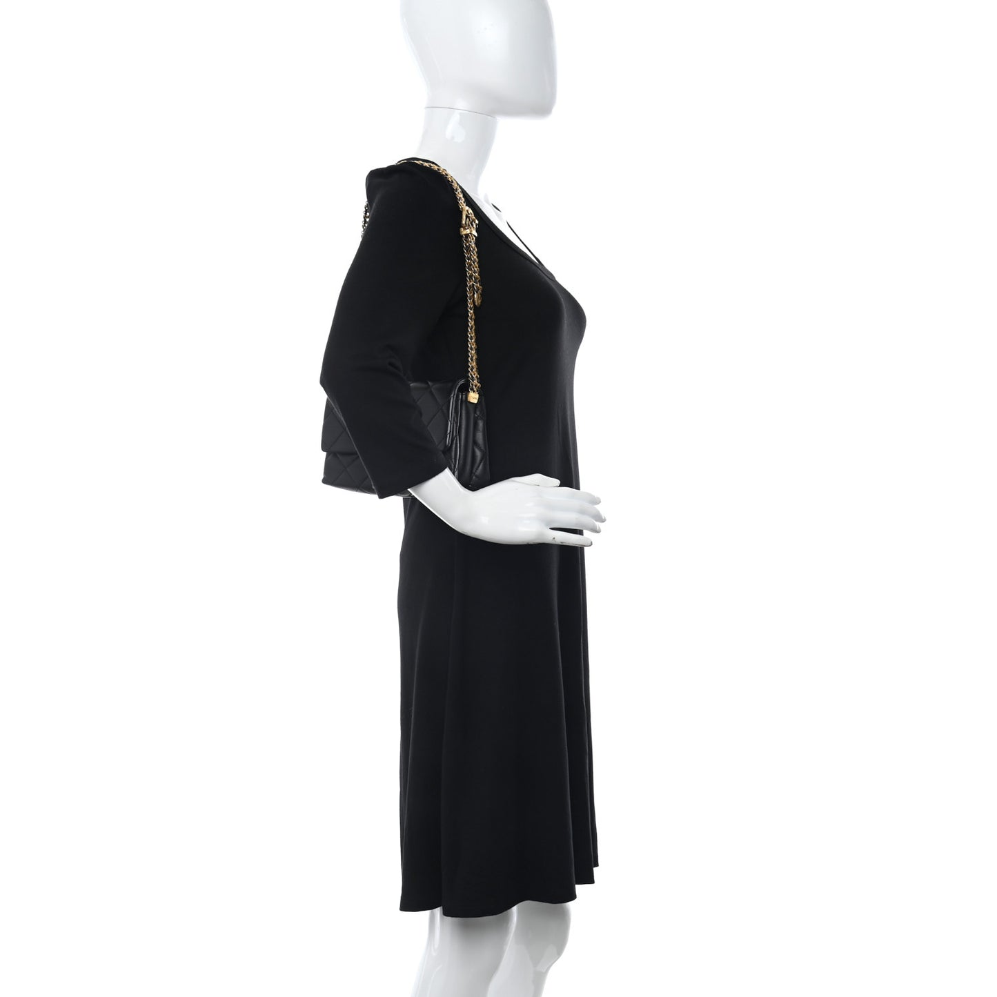 Calfskin Quilted Mini Chain Strap Flap Black