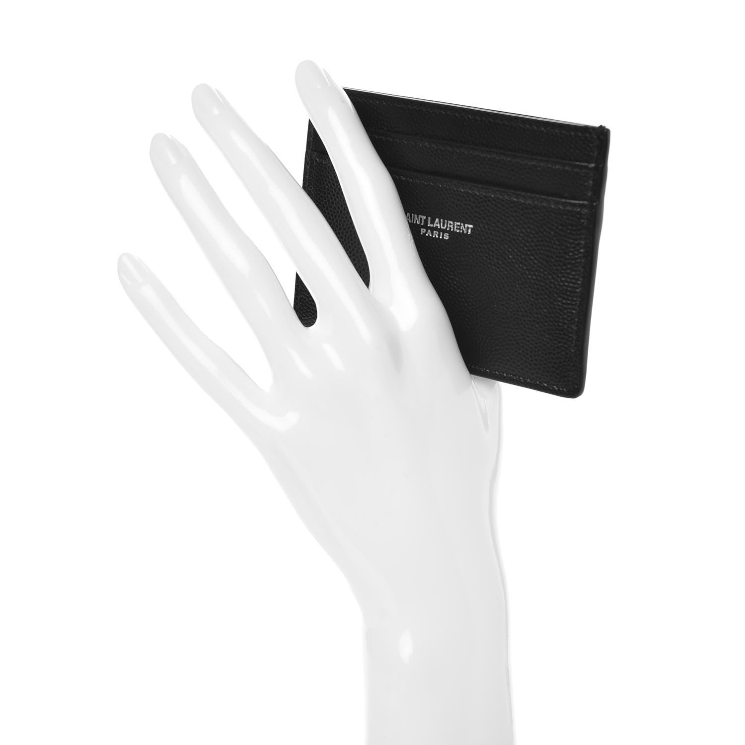 Saint Laurent Grain De Poudre Card Case Black 2 of 7