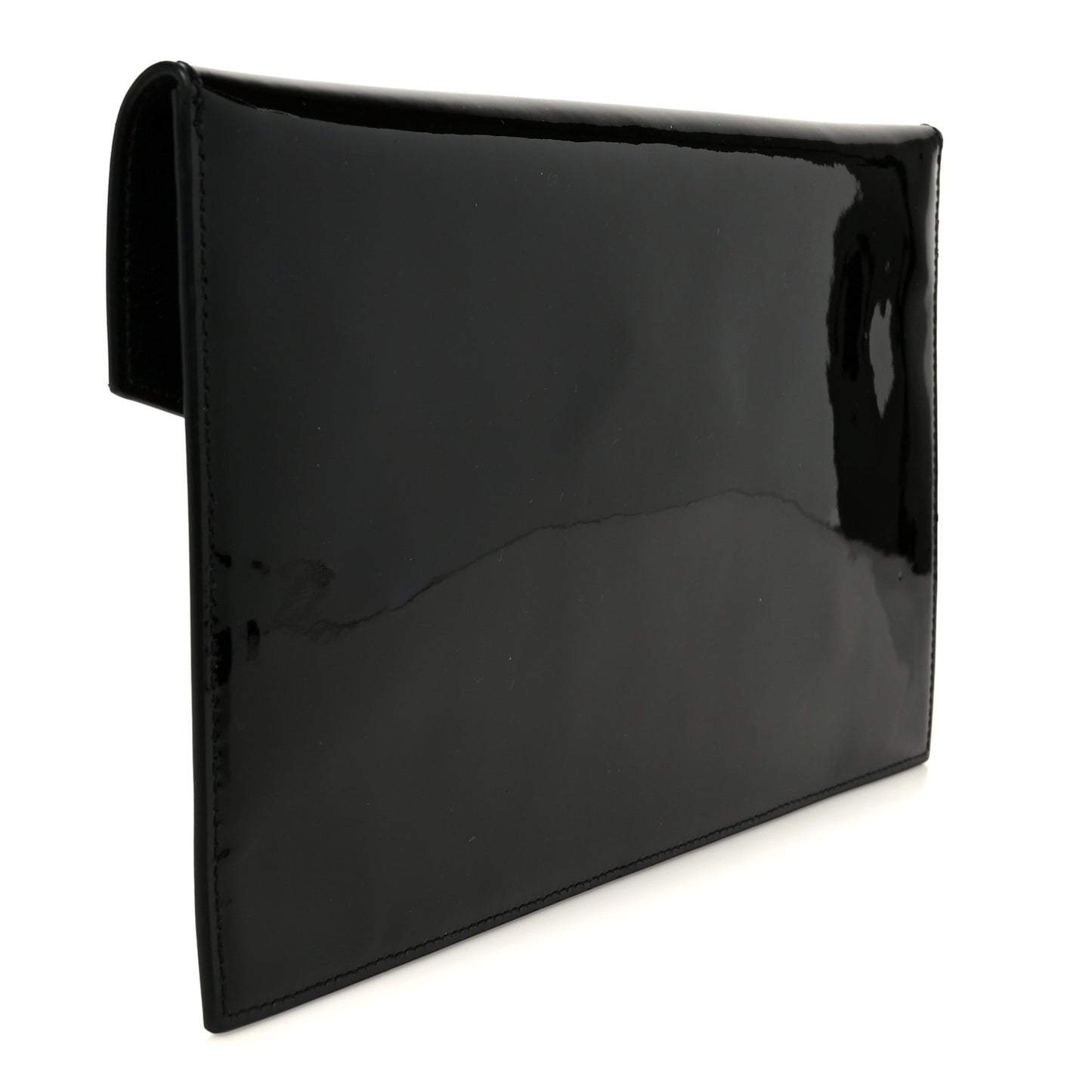 Patent Calfskin Monogram Uptown Clutch Black