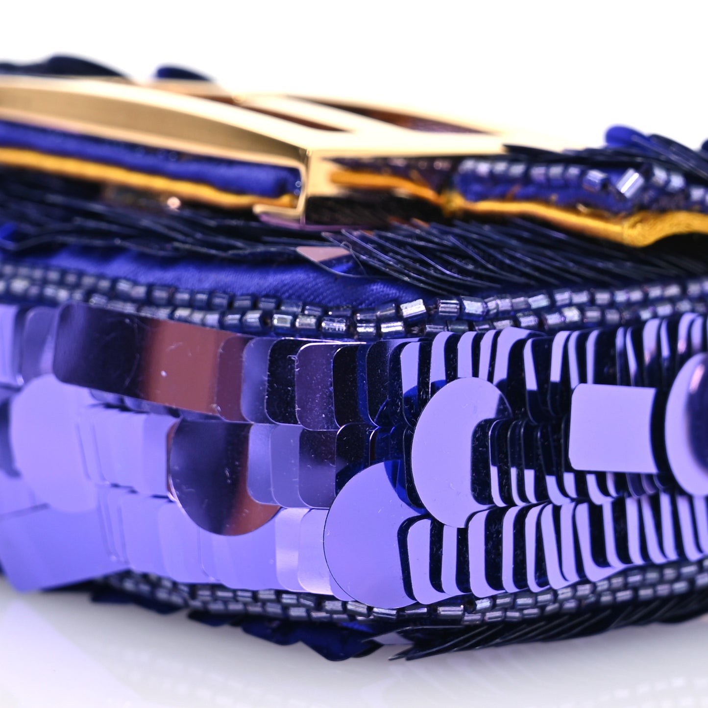 Sequin Paillettes Shiny Nappa Sex and the City Nano Maxi Buckle Baguette Charm Viola Purple