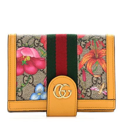 Gucci GG Supreme Monogram Flora Web Ophidia Passport Case Beige Multicolor Crop 1 of 9