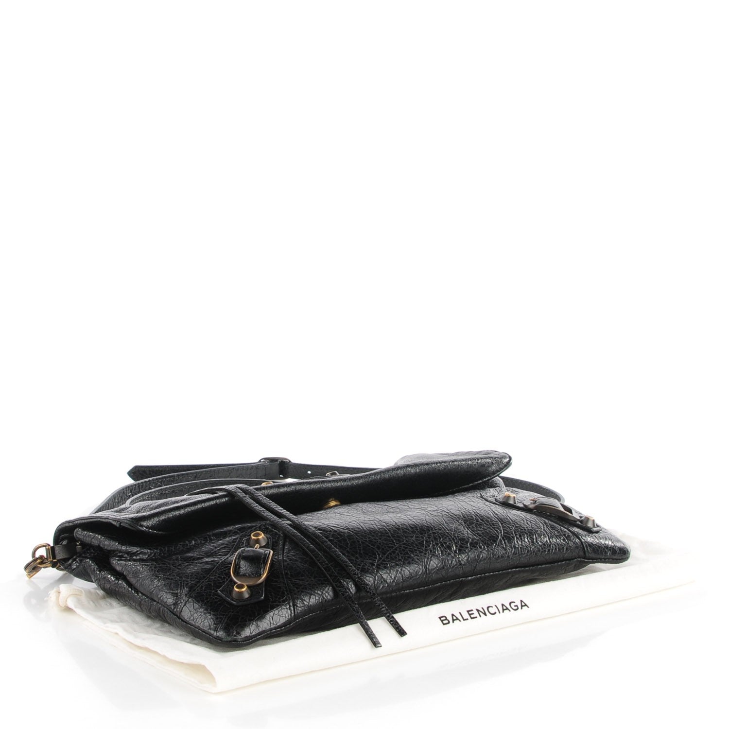 Balenciaga Agneau Classic Hardware Envelope Strap Clutch Black 4 of 11