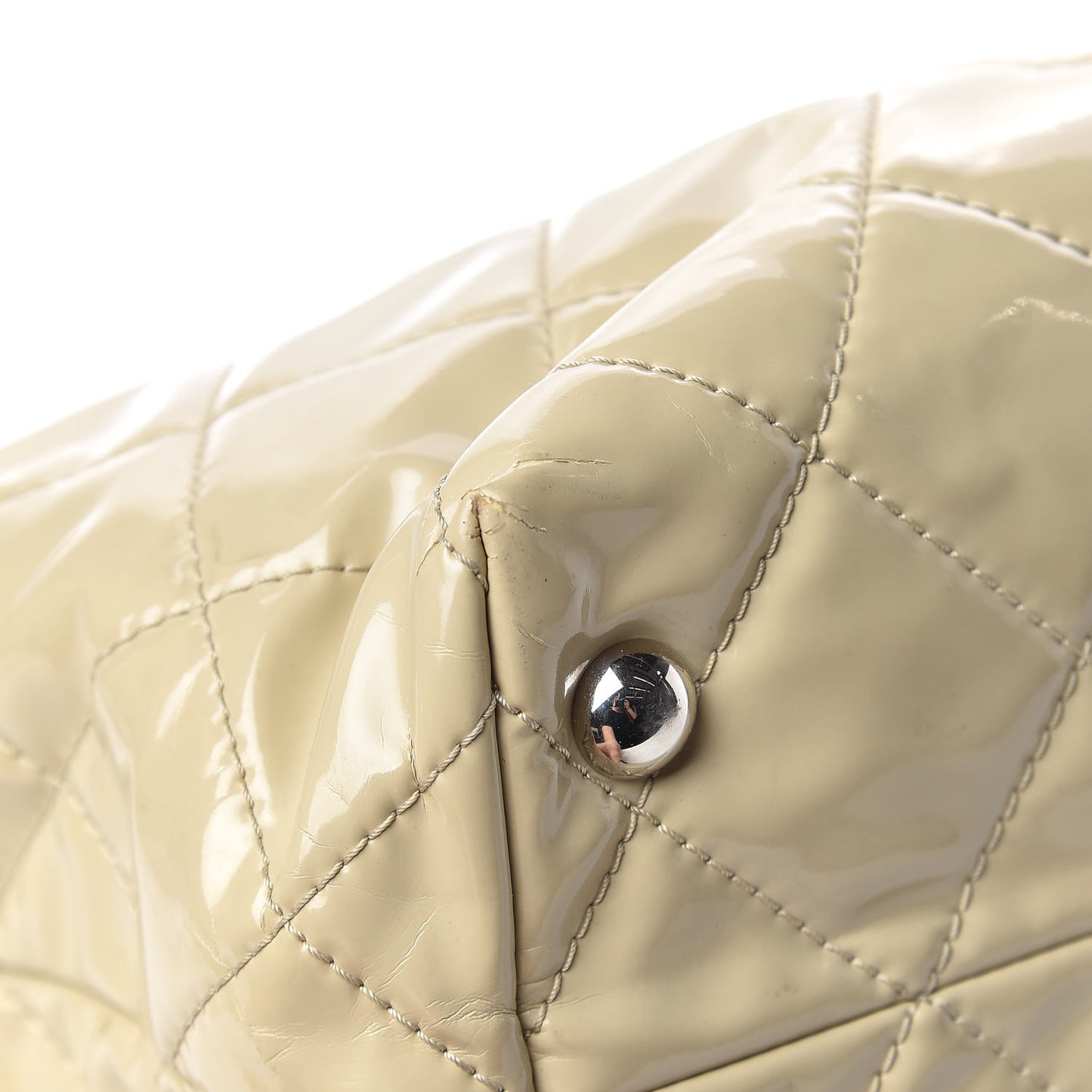 Vinyl Quilted Large In The Business Tote Beige