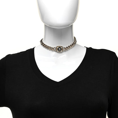 Chanel Metal Glass Pearl Strass CC Pendant Necklace Black Gold 2 of 6
