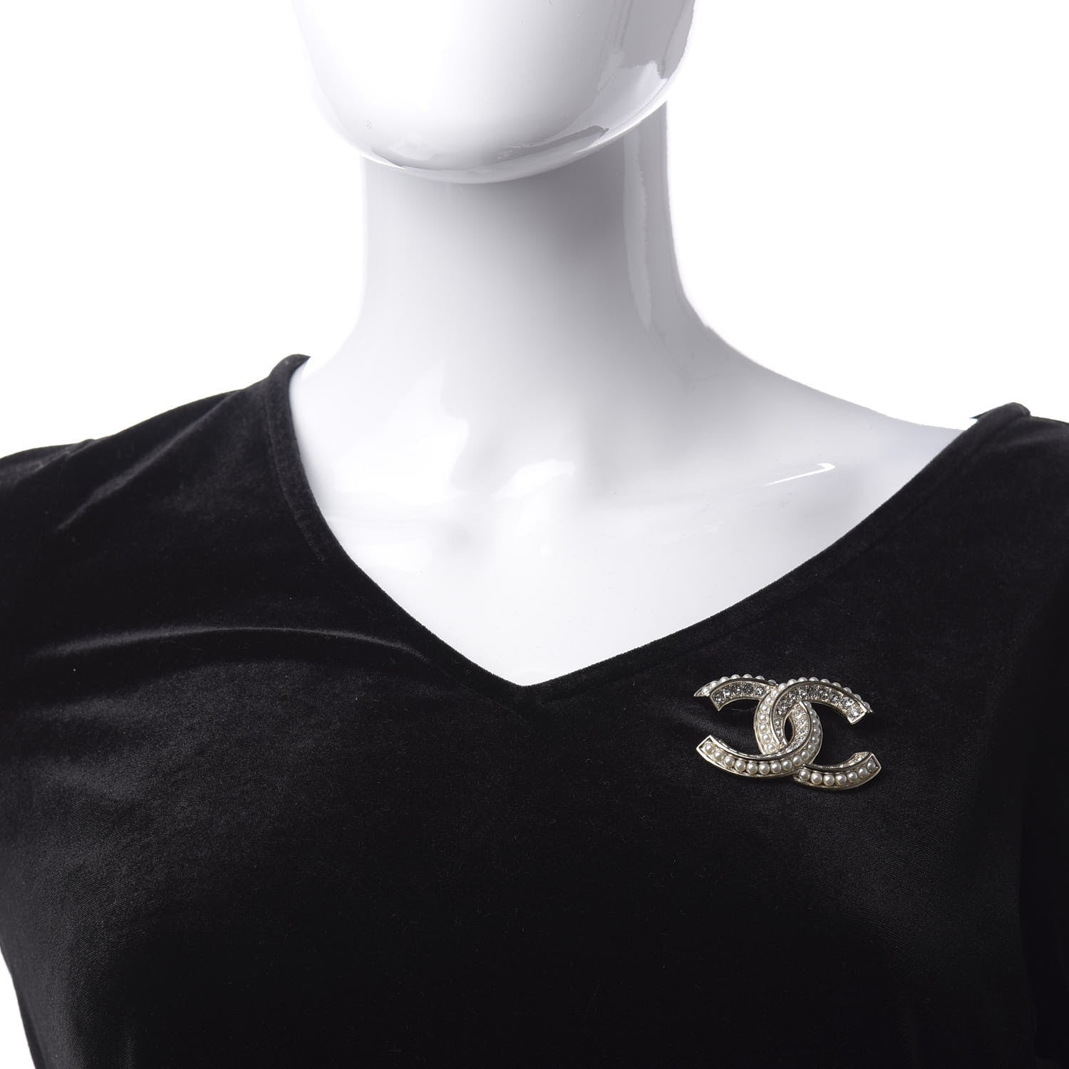 Chanel Crystal Pearl Chain Mania CC Brooch Gold 2 of 5