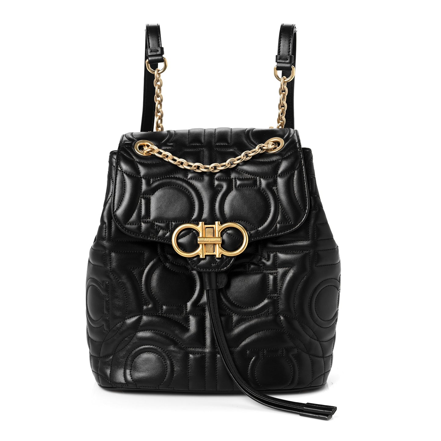 Calfskin Quilted Gancini Backpack Black