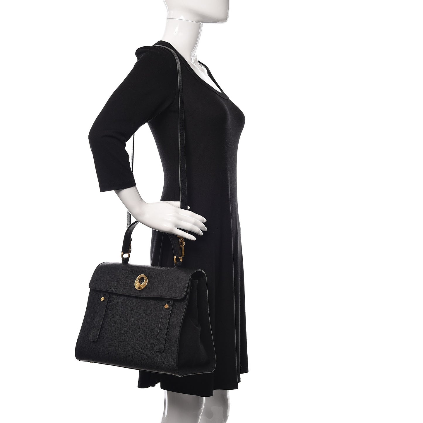 Calfskin Canvas Medium Muse Two Black