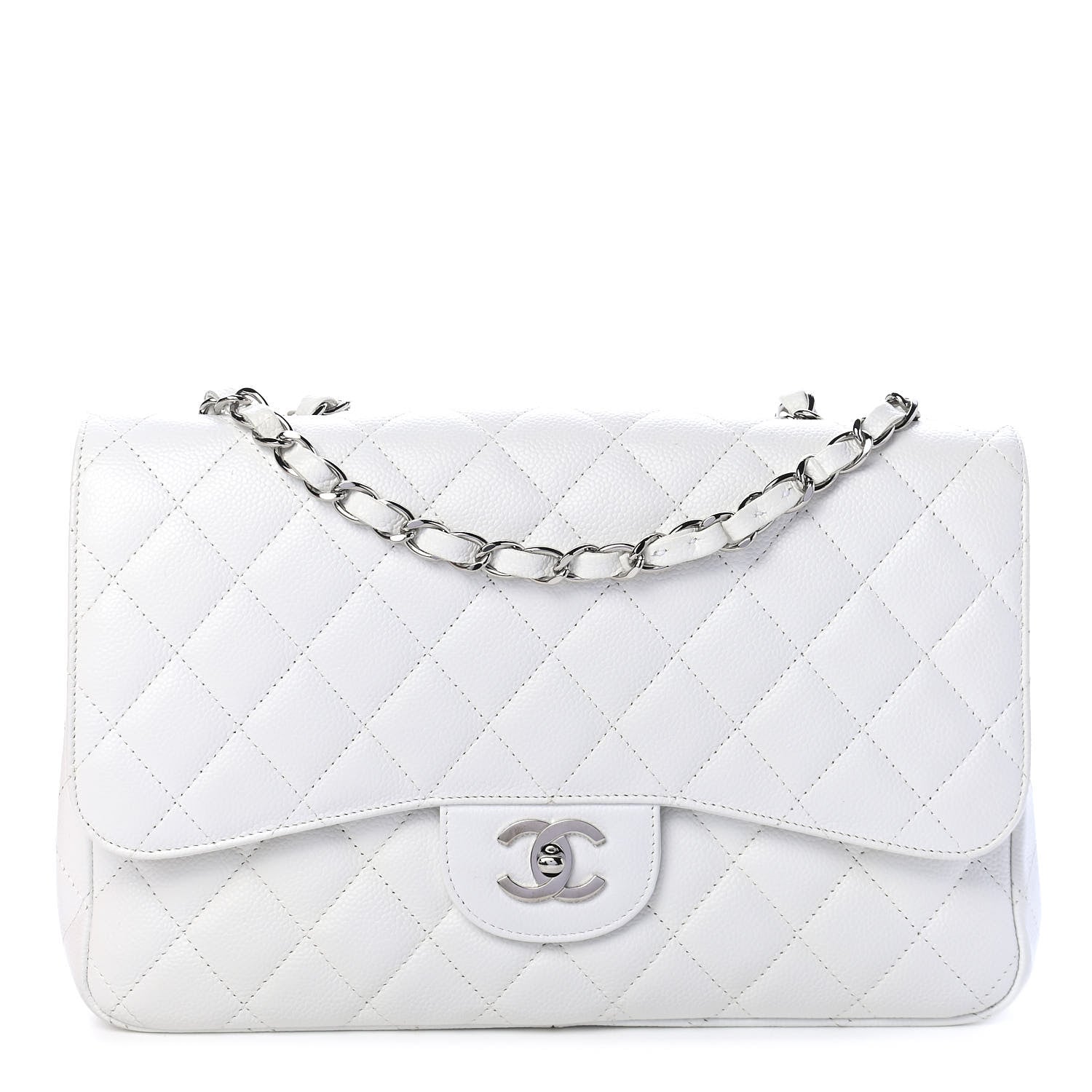 Chanel Caviar Quilted Jumbo Single Flap White 1 of 9