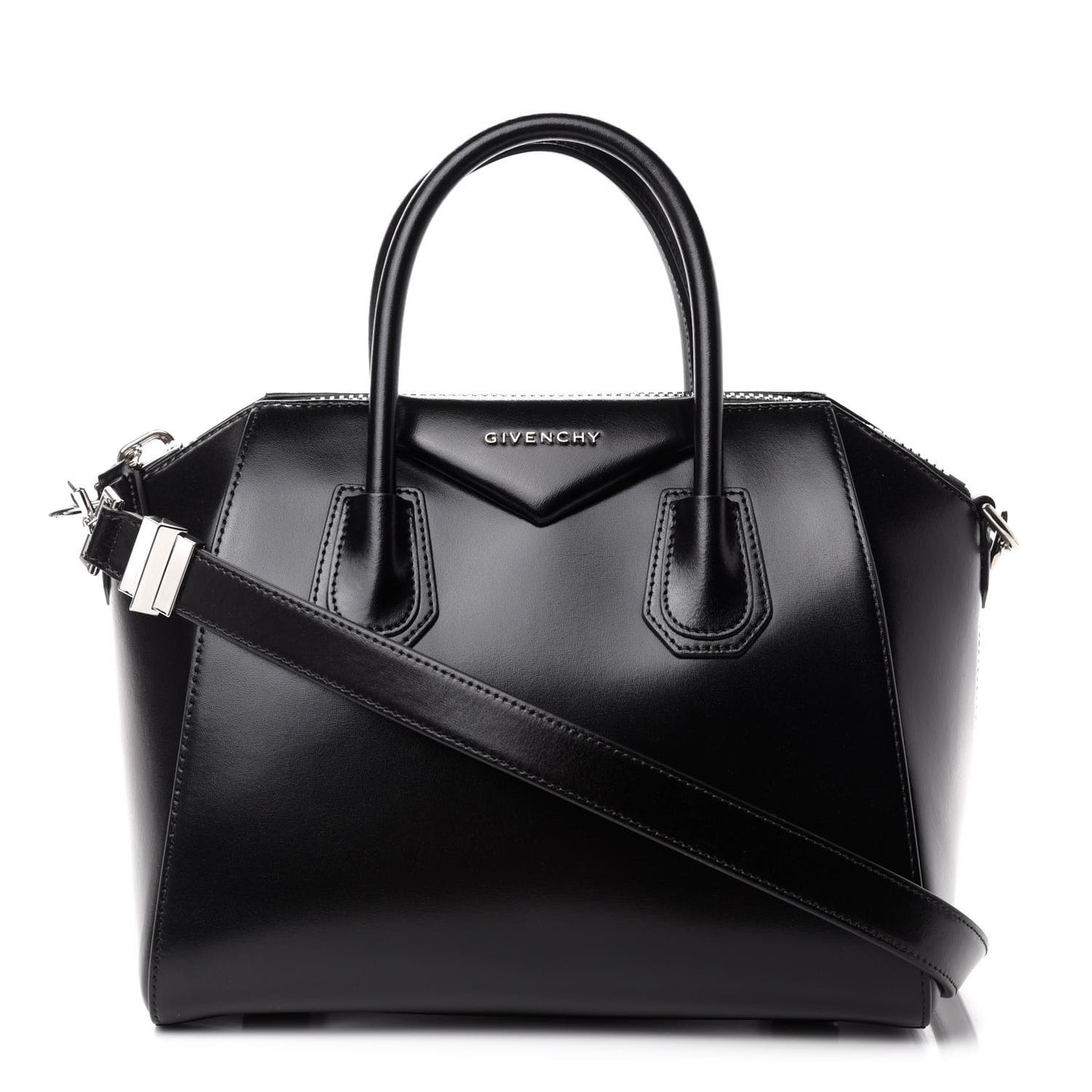 Shiny Lord Calfskin Small Antigona Black
