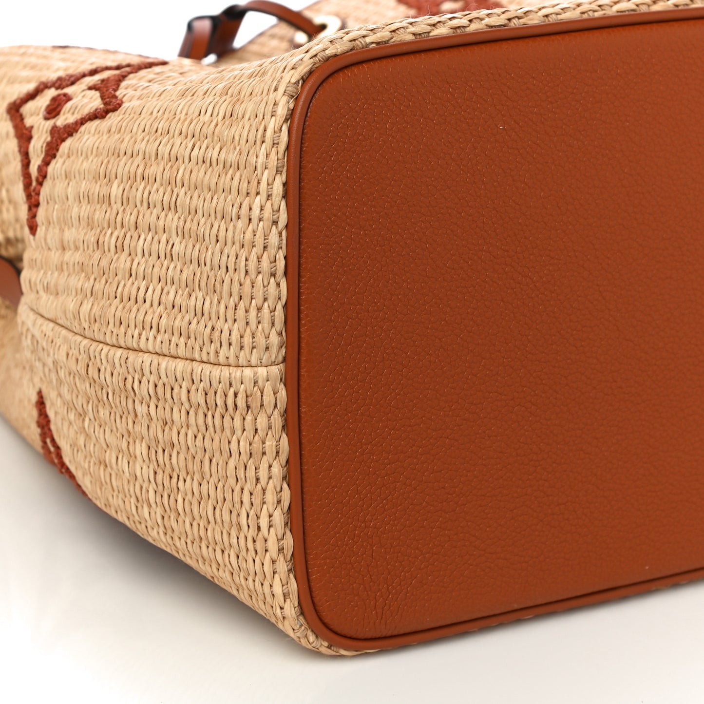 Raffia Calfskin Monogram Neonoe MM Tan