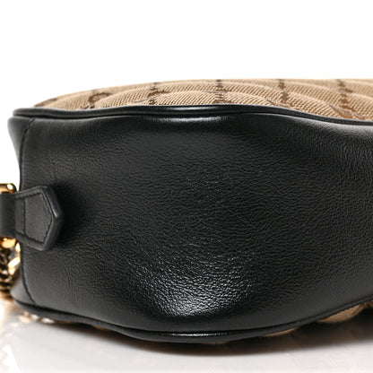 Gucci Monogram Matelasse Diagonal Small GG Marmont Chain Shoulder Bag Beige Black 8 of 9