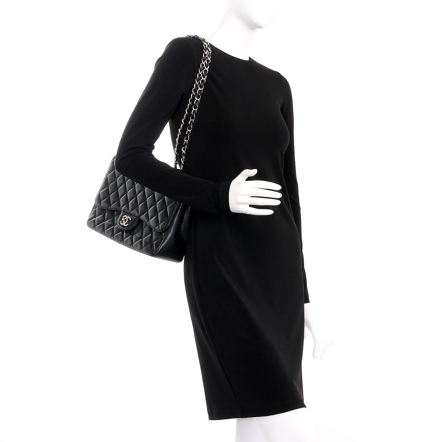Chanel Caviar Quilted Jumbo Single Flap Black 3 of 8