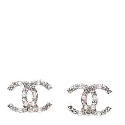 Chanel Crystal Pearl CC Earrings Gold 1 of 5