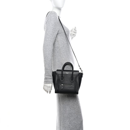 Celine Drummed Calfskin Nano Luggage Black 2 of 15