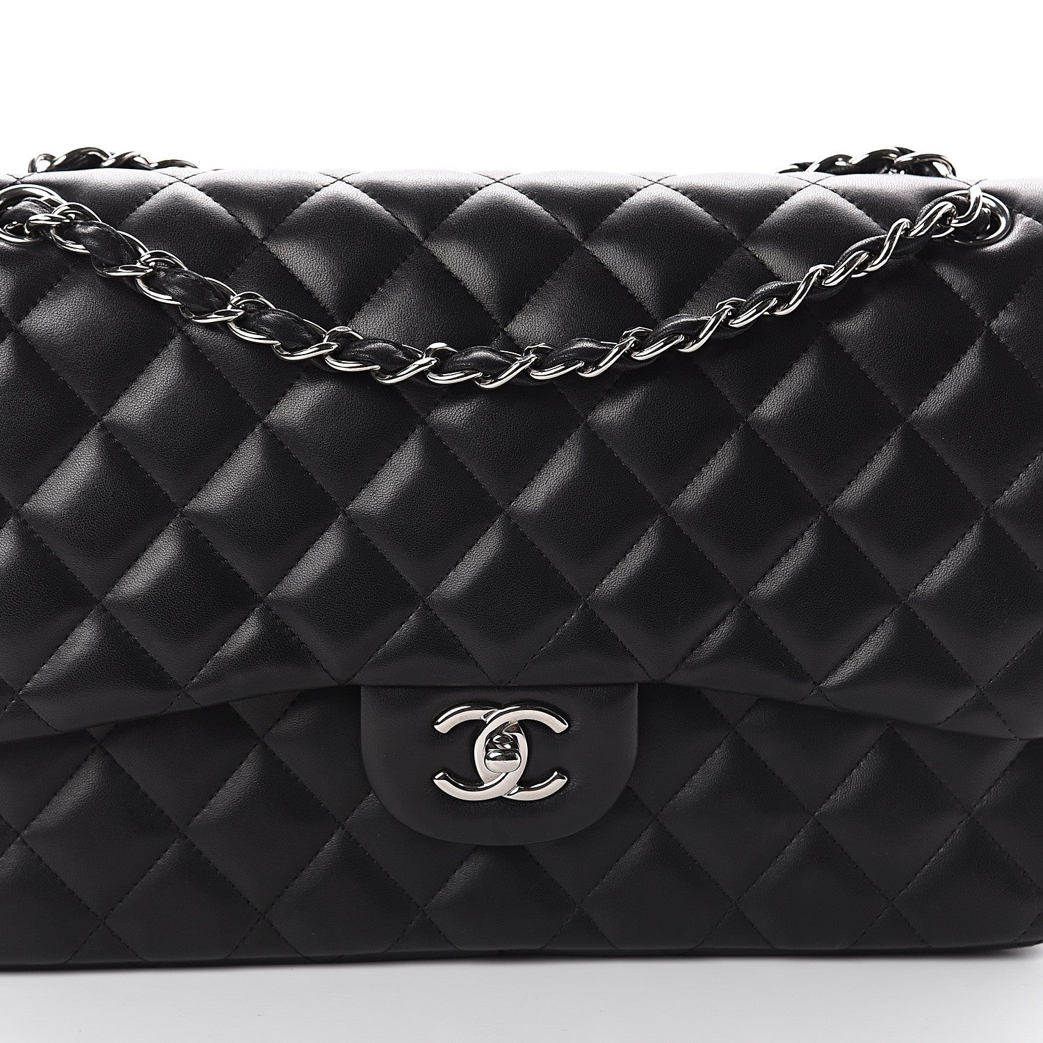 Chanel Lambskin Quilted Jumbo Double Flap Black 9 of 9