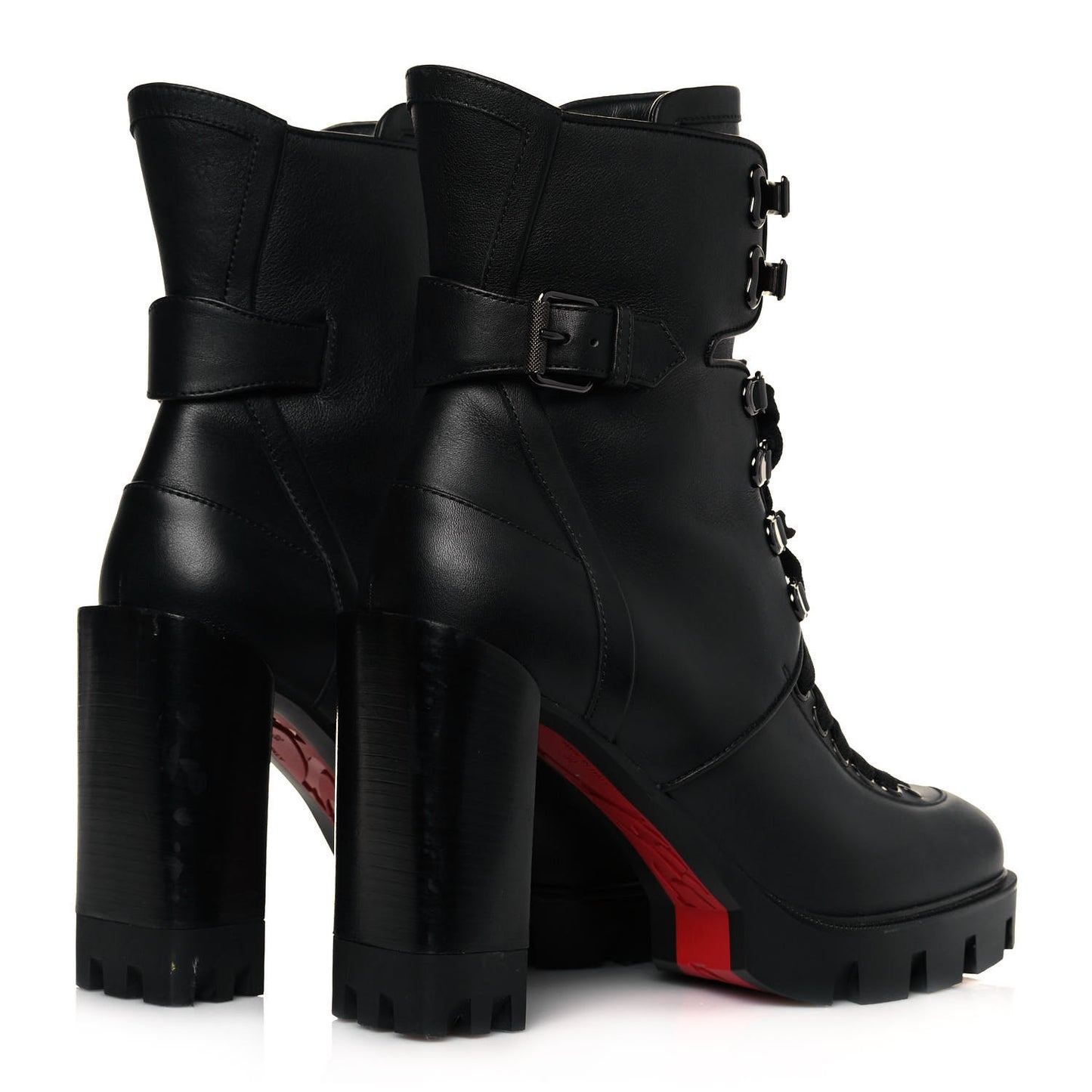 Calfskin Macademia 100 Combat Boots 38 Black