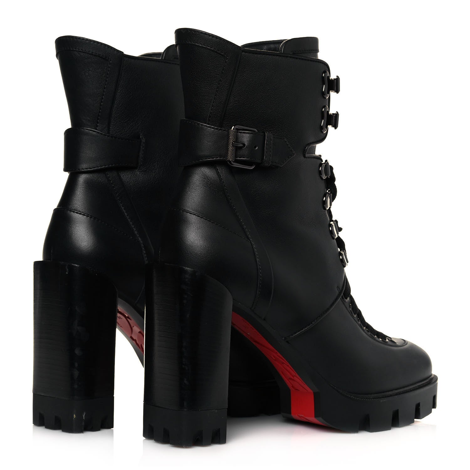 Christian Louboutin Calfskin Macademia 100 Combat Boots 38 Black 4 of 6