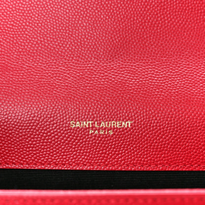 Saint Laurent Grain De Poudre Medium Monogram Kate Satchel Red 6 of 11