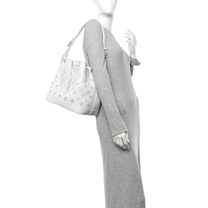 Louis Vuitton Calfskin Monogram Cutout Petit Noe White 2 of 9