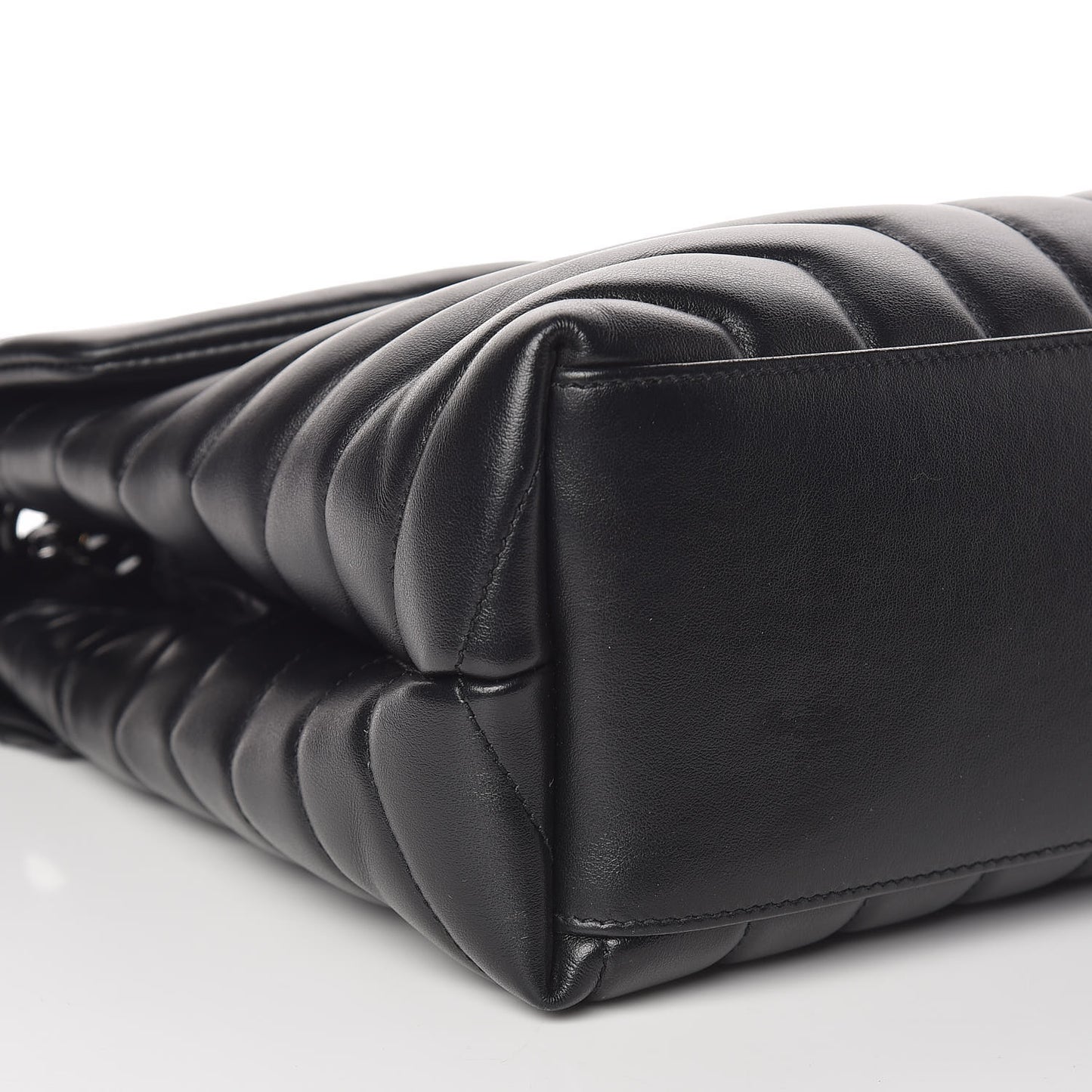 Calfskin Y Quilted Monogram Medium Loulou Chain Satchel Black