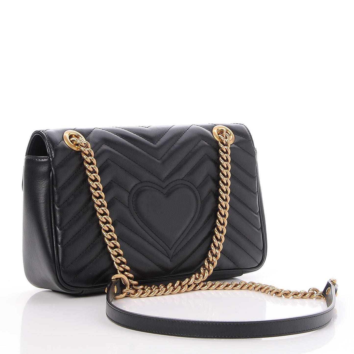 Calfskin Matelasse Small GG Marmont Shoulder Bag Black