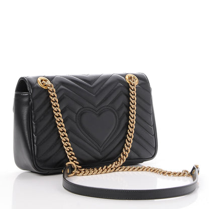 Gucci Calfskin Matelasse Small GG Marmont Shoulder Bag Black 3 of 7