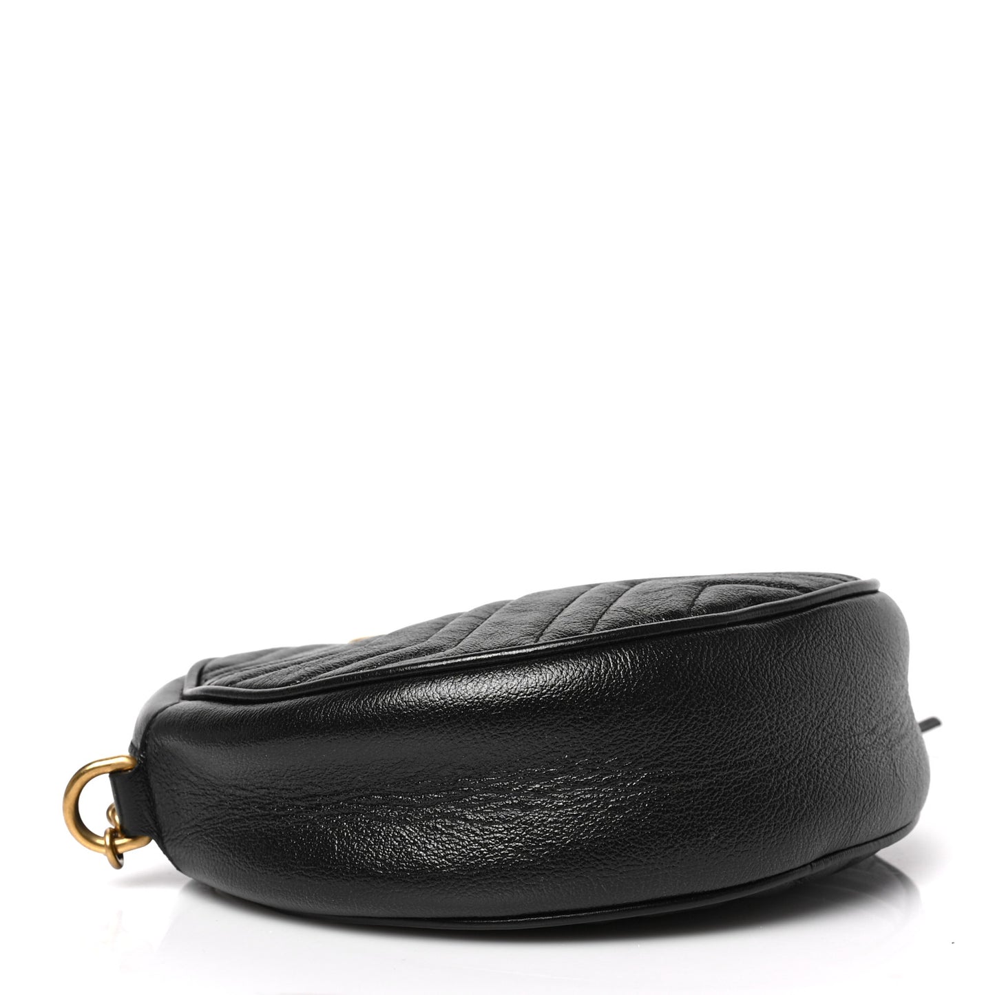 Azalea Calfskin Matelasse Heart Mini GG Marmont Round Shoulder Bag Black