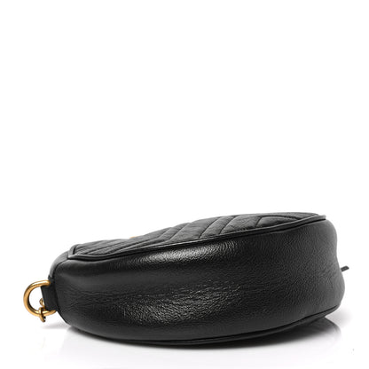Gucci Azalea Calfskin Matelasse Heart Mini GG Marmont Round Shoulder Bag Black 4 of 9