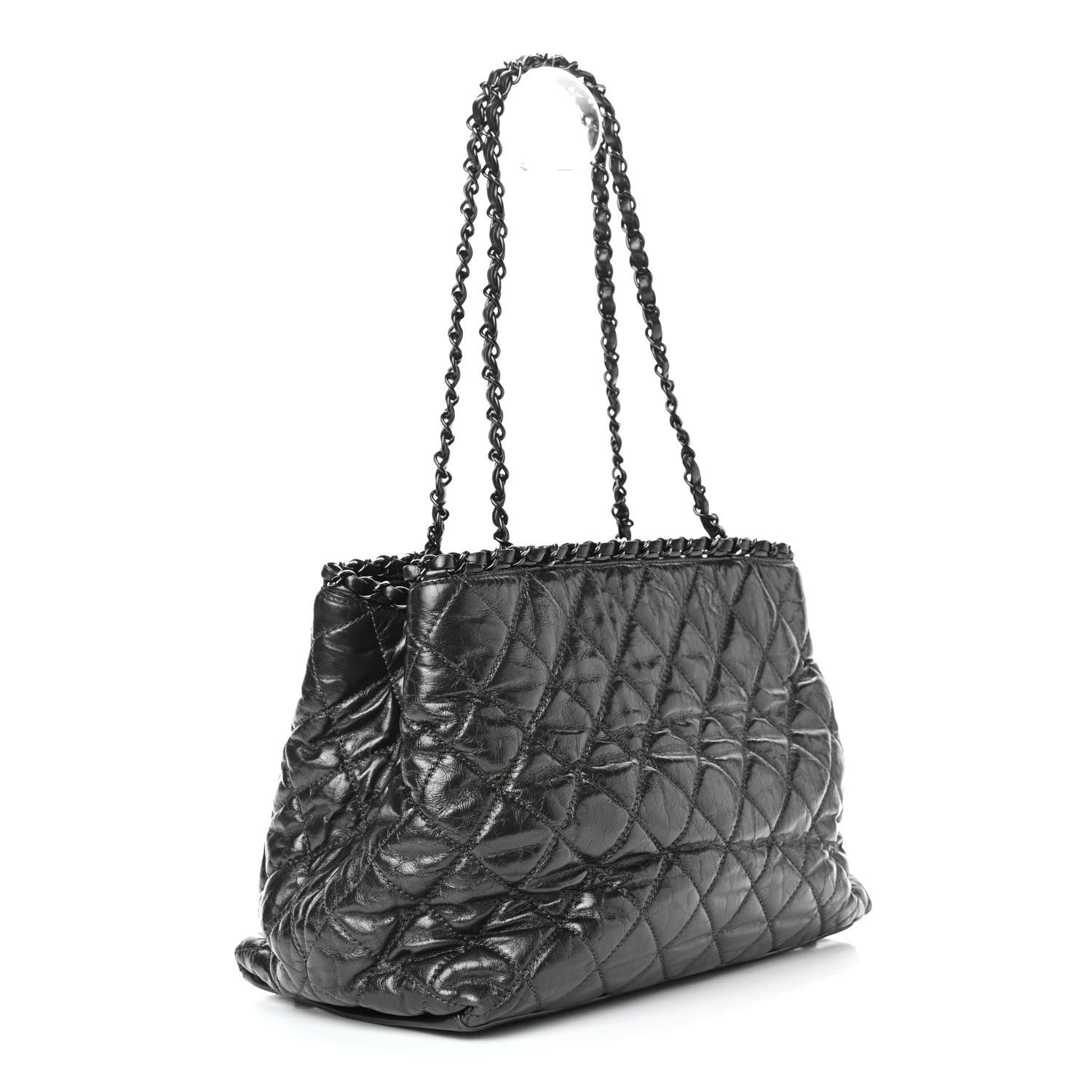 Chanel Calfskin Quilted Small Chain Me Tote Dark Grey 2 of 9