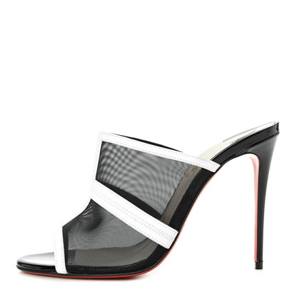 Christian Louboutin Rete Calfskin Interdite 100 Mule 37 Black White 1 of 7