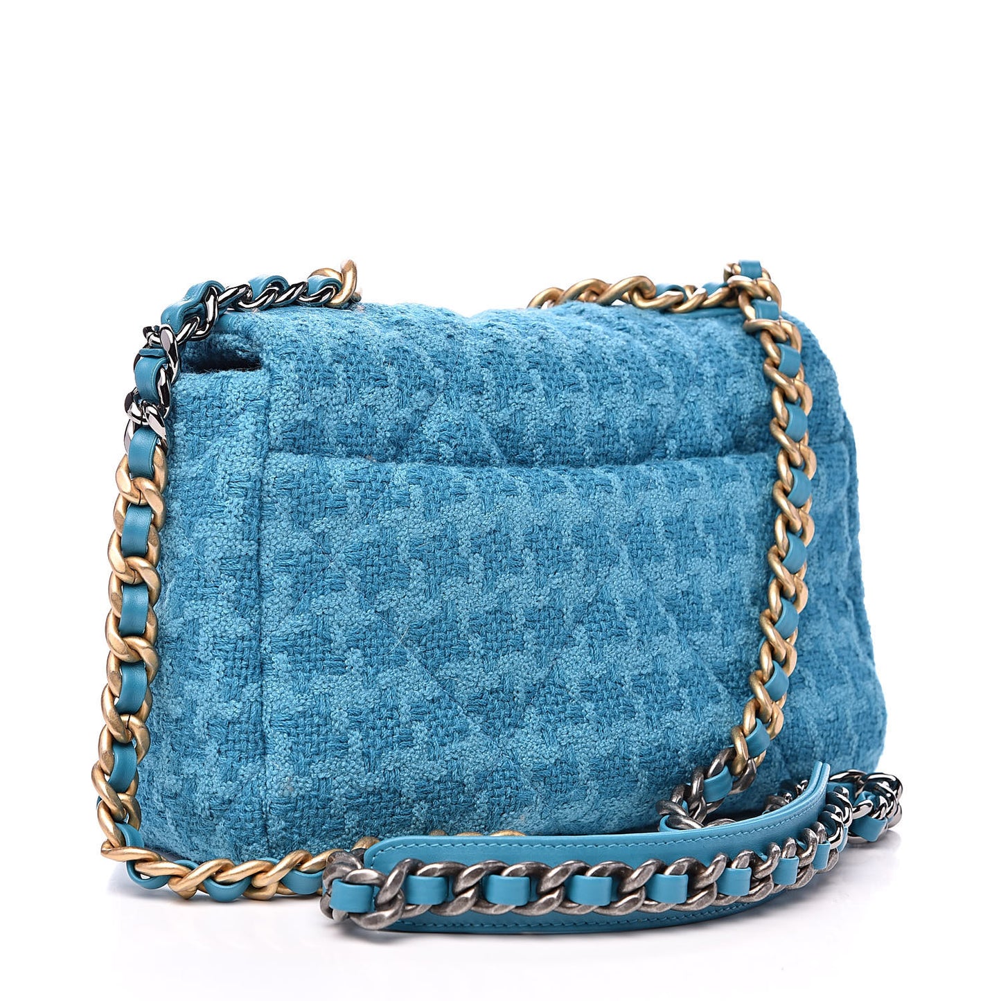 Tweed Quilted Medium 19 Flap Turquoise
