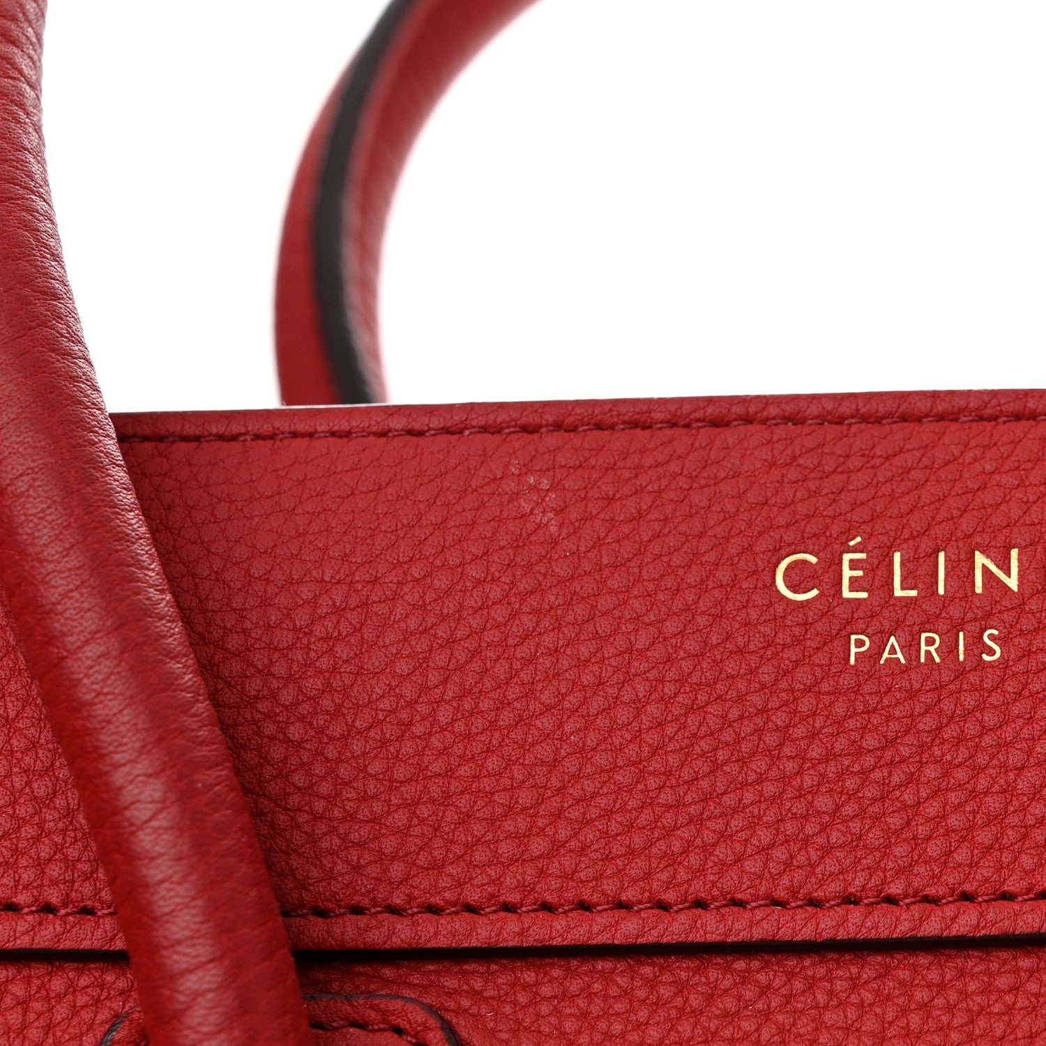 Celine Drummed Calfskin Micro Luggage Red 11 of 15
