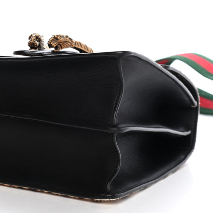Gucci Calf Hair Calfskin Bamboo Web Leopard Print Medium Dionysus Top Handle Bag Natural Blue Agata Hibiscus Red 7 of 8