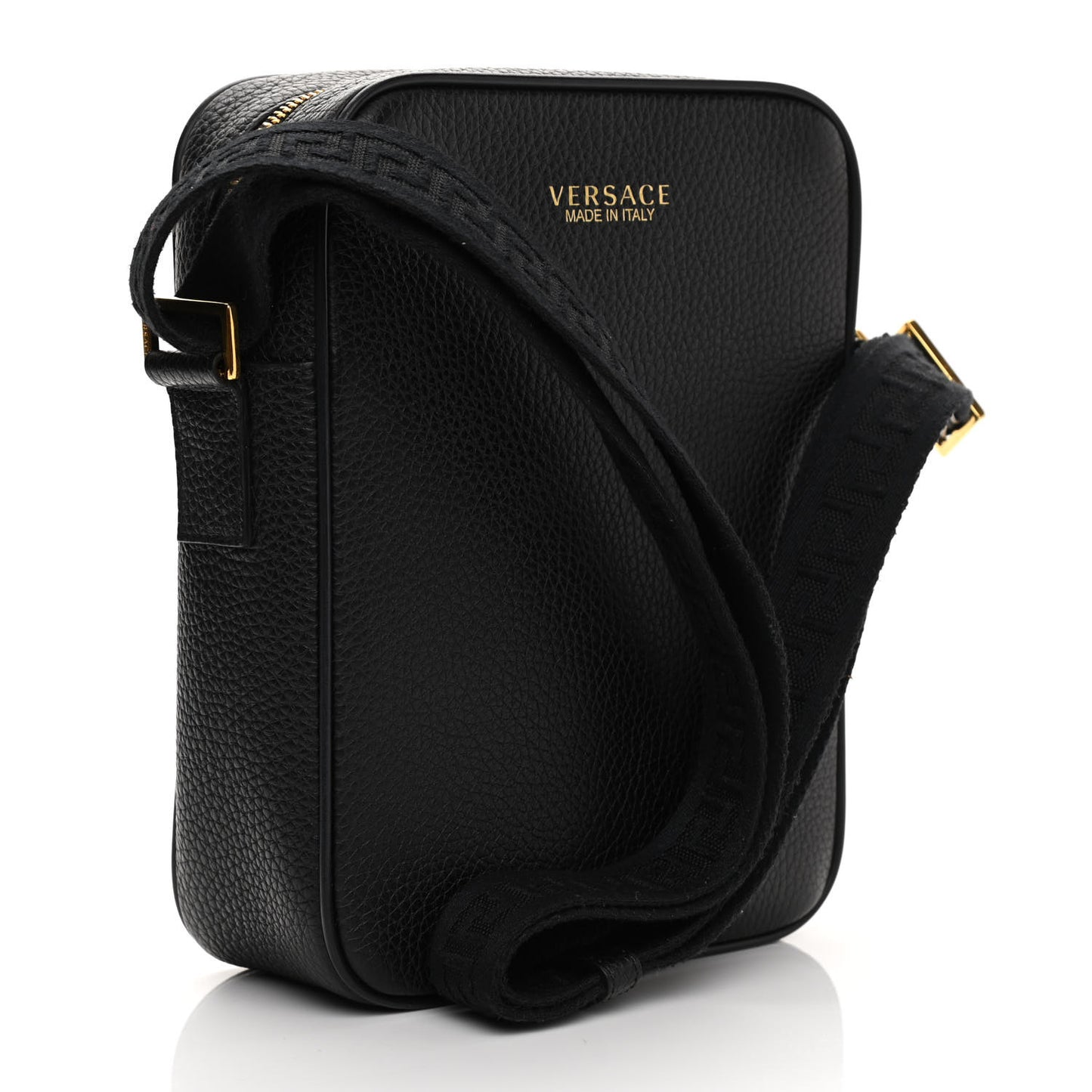 Grained Calfskin Messenger Bag Black