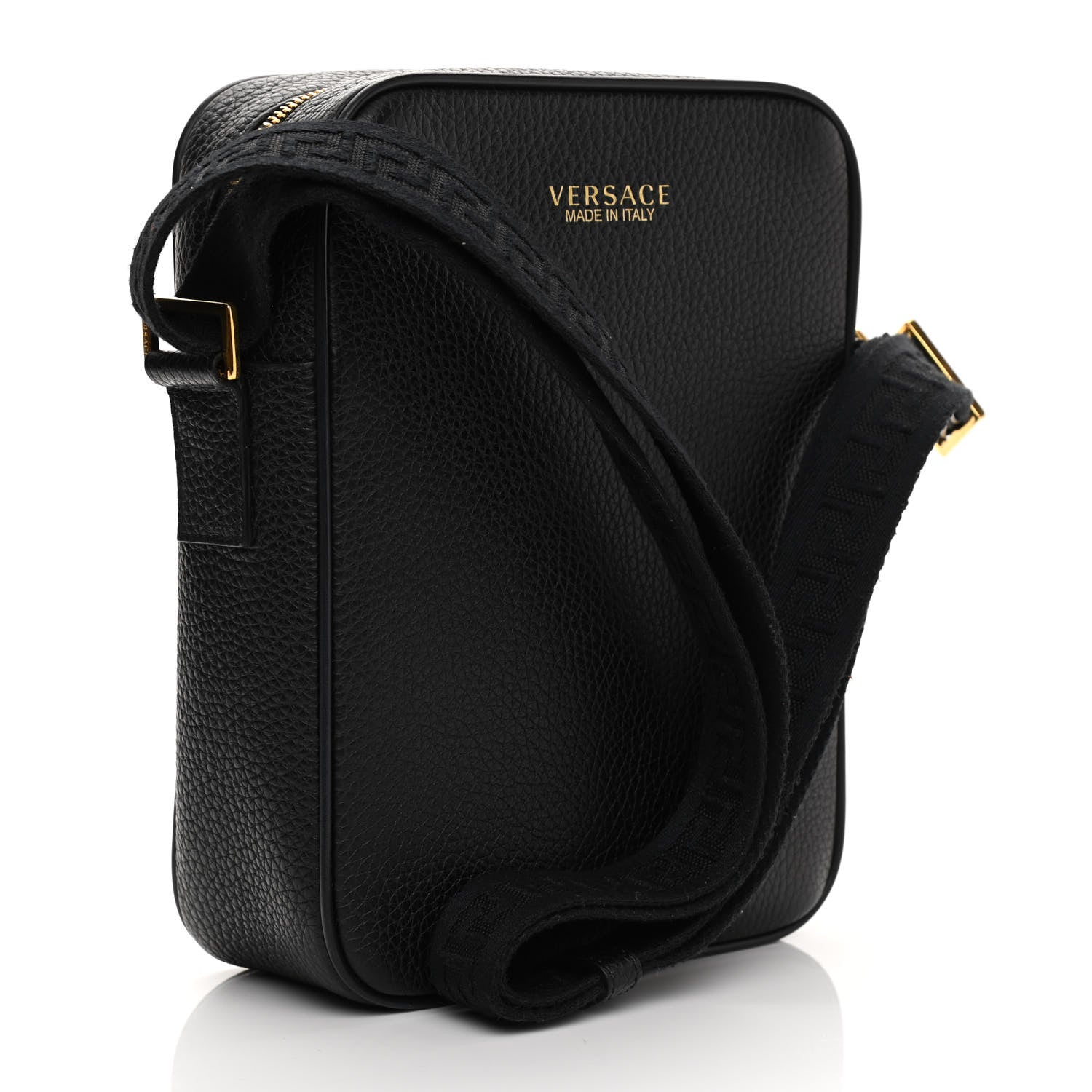 Versace Grained Calfskin Messenger Bag Black 3 of 11