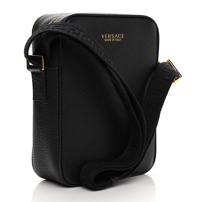Versace Grained Calfskin Messenger Bag Black 3 of 11
