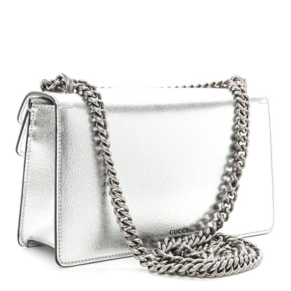 Gucci Metallic Textured Calfskin Crystal Small Dionysus Shoulder Bag Silver 3 of 13