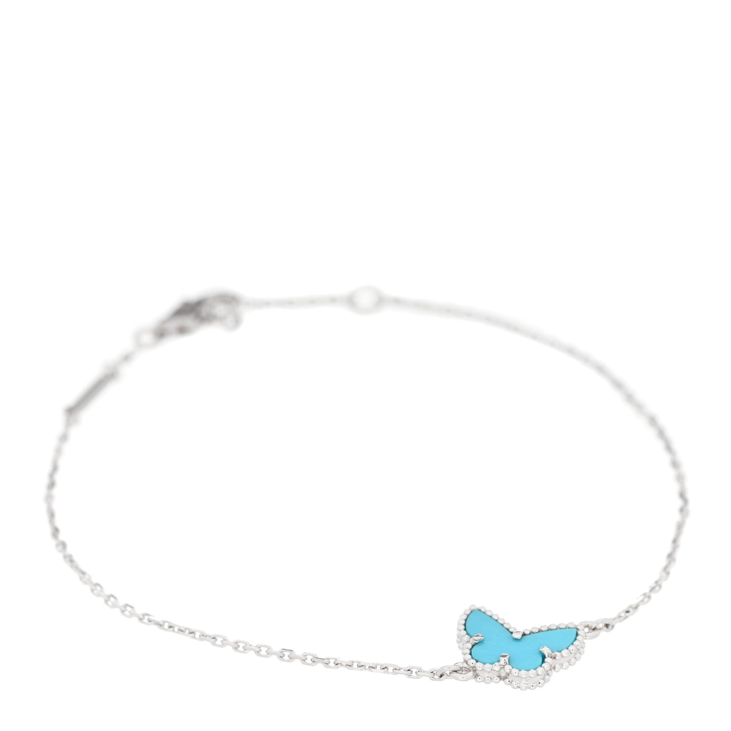 Van Cleef & Arpels 18K White Gold Turquoise Sweet Alhambra Butterfly Bracelet 1 of 6