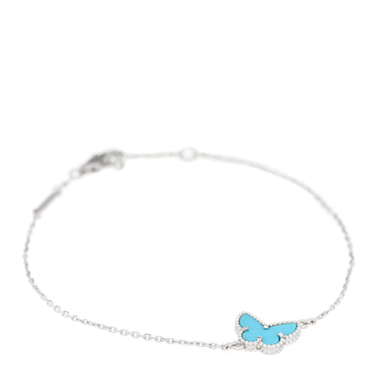 Van Cleef & Arpels 18K White Gold Turquoise Sweet Alhambra Butterfly Bracelet 1 of 6
