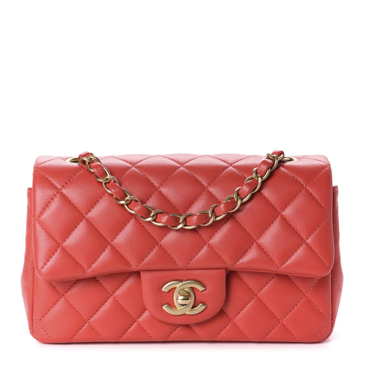 Chanel Lambskin Quilted Mini Rectangular Flap Red 1 of 12