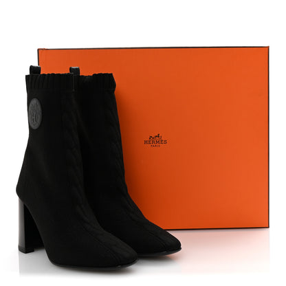 Hermes Knit Calfskin Volver 90 Ankle Boots 35 Black 9 of 9