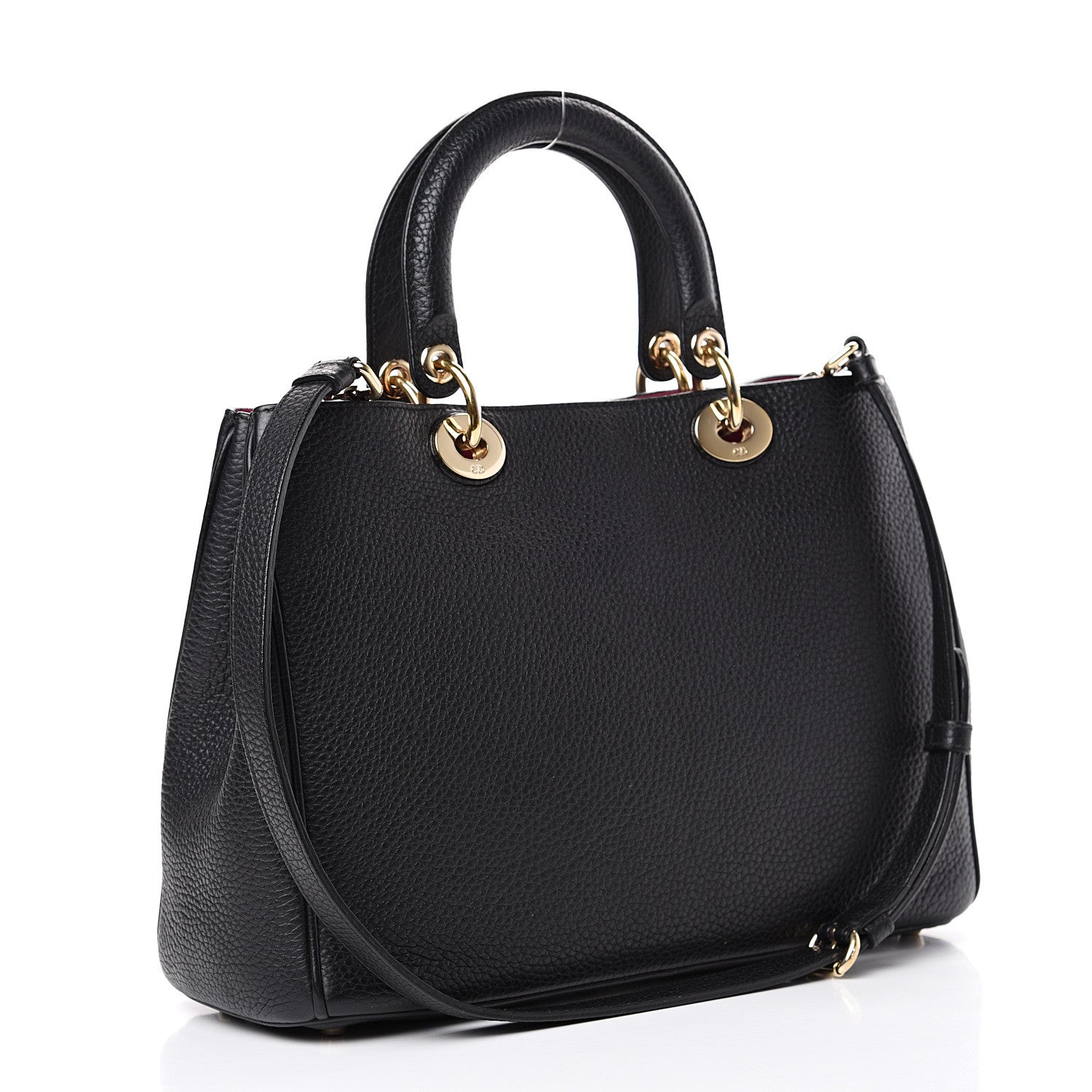 Christian Dior Bullcalf Medium Diorissimo Tote Black Rose Indien 3 of 14